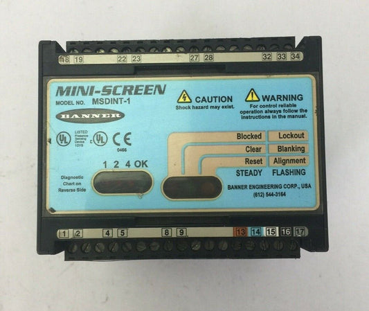 BANNER MSDINT-1 MINI-SCREEN CONTROLLER MODULE 24VDC 1.5A