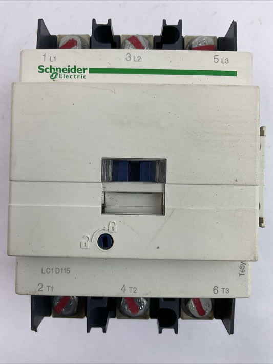 SCHNEIDER ELECTRIC LC1D1156 CONTACTOR 600VAC 3PH 100HP 160 LX1D8 FE7 COIL 115V