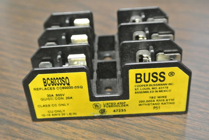 BUSS BC6033SQ FUSE HOLDER / 3-POLE / 30A / 600V / NEW SURPLUS