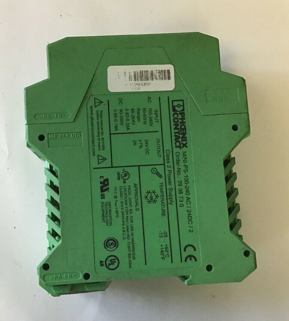 PHOENIX CONTACT MINI-PS-100-240AC/24DC/2 CLASS 2 POWER SUPPLY