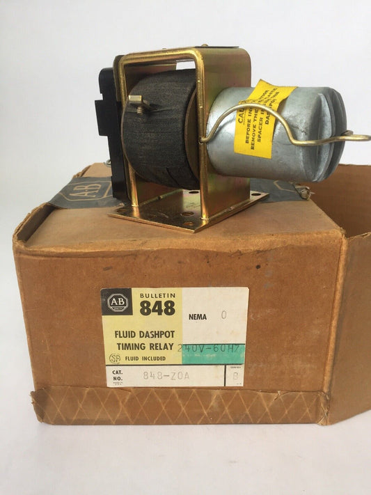 ALLEN BRADLEY 848-ZOA FLUID DASHPOT TIMING RELAY 600 VOLTS COIL 240V 60HZ
