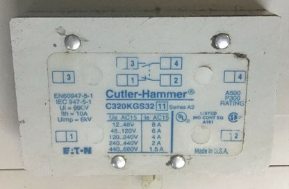 CUTLER HAMMER CE55NNY4 REVERSING CONTACTOR SER.A1 140A 600VAC STARTER