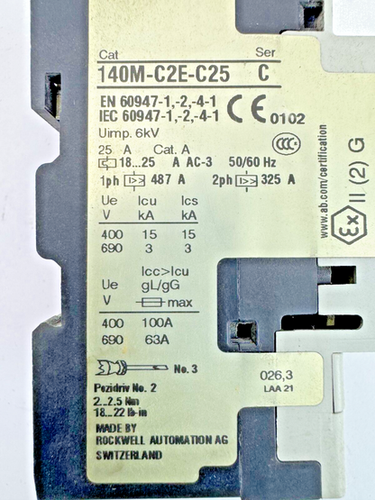 ALLEN-BRADLEY - 140M-C2E-C25 SER. C - MANUAL MOTOR PROTECTOR - 18 A - 25 A