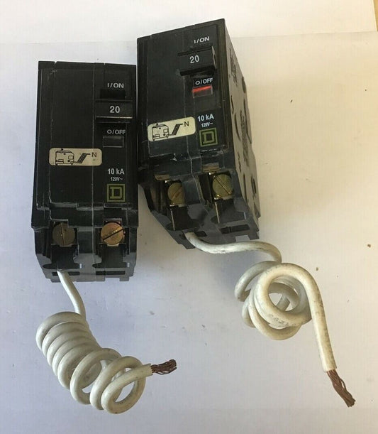 SQUARE D QOB220 CIRCUIT BREAKER 20A 120VAC 2POLE 10KA***LOTOF2***
