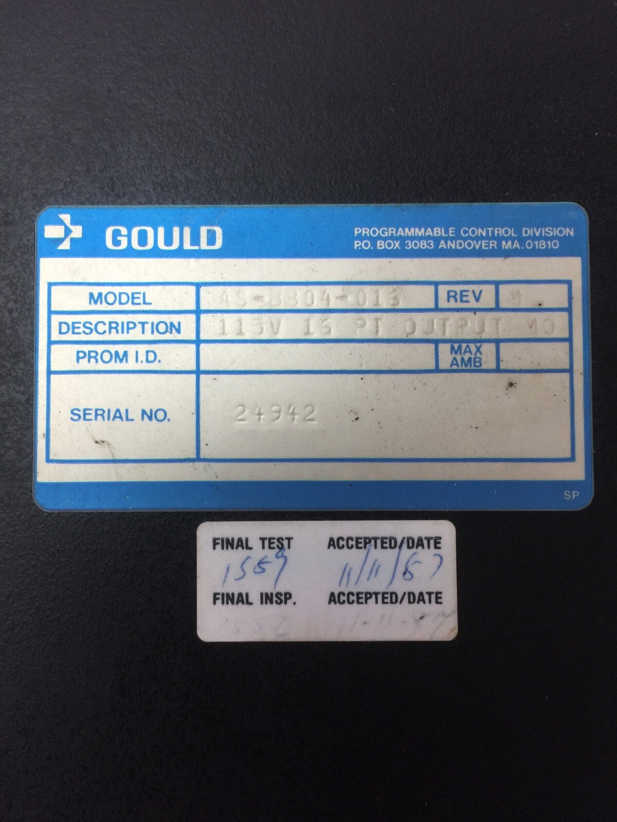 GOULD AS-B804-116 OUTPUT MODULE 115VAC