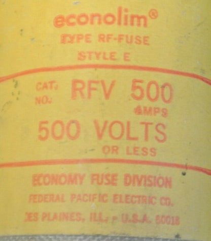 ECONOMY RFV500 RECTIFIER / SEMICONDUCTOR FUSE / 500A / 500V / NEW SURPLUS