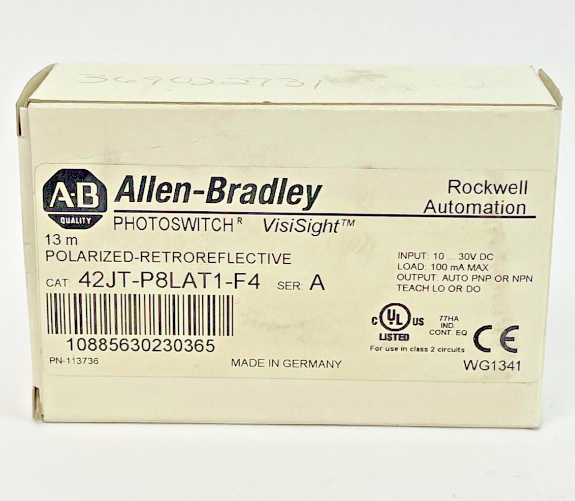 ALLEN BRADLEY 42JT-P8LAT1-F4 - PHOTOSWITCH - POLARIZED - RETROREFLECTIVE