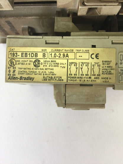 ALLEN BRADLEY 100-C09Z*10 REVERSING CONTACTOR 600VAC 25A COIL 24VDC 193-EB1DB