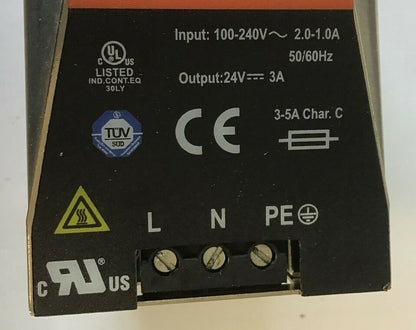 WEIDMULLER 8708660000 CONNECT POWER SUPPLY UNIT 100-240VAC 30VDC 70W 3A 2.0-1.0A