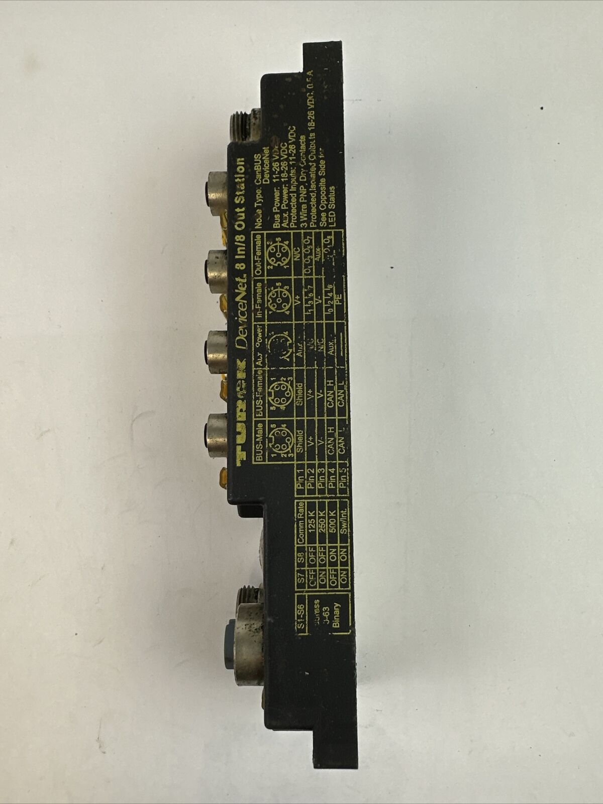 TURCK CDN-IOM-88-0036 BUS STOP DEVICENET 8 I/O STATION FIRMWARE 1.008 11-26VDC