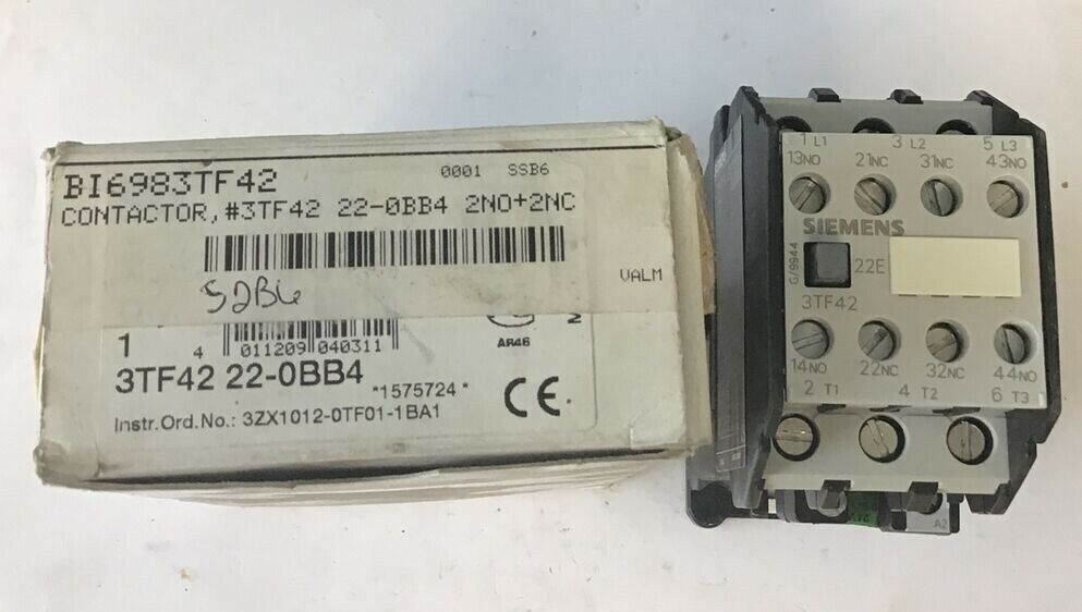 SIEMENS 3TF4222-0BB4 CONTACTOR 30A 600VAC