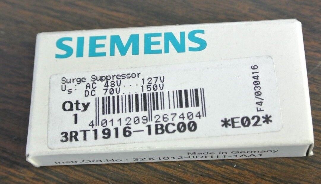 SIEMENS 3RT1916-1BC00 - SURGE SUPPRESSOR - 48-127VAC, 70-150VDC - NEW SURPLUS