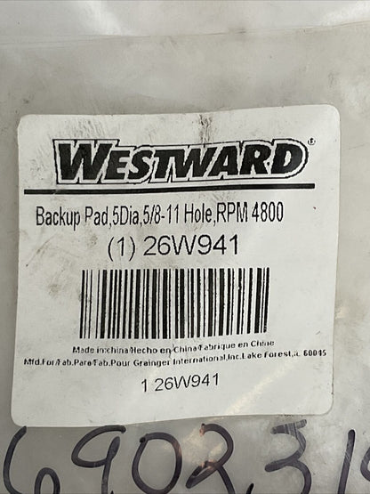 WESTWARD (1) 26W941 BACKUP PAD 5 DIA 5/8 - 11 HOLE RPM 4800 12200 obr/min