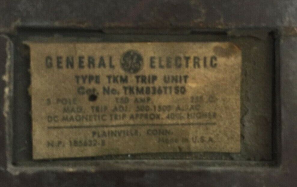 GE TKM836T150 TRIP UNIT 150AMP 3POLE