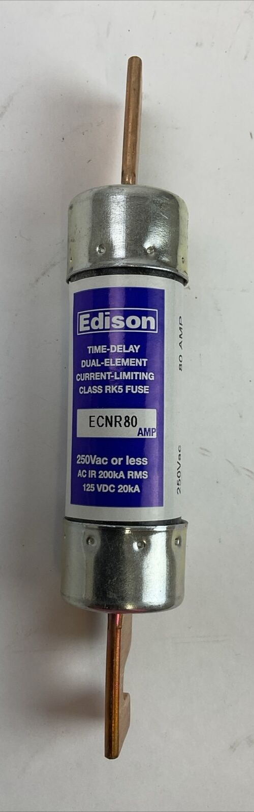 EDISON ECNR80 80AMP 250VAC 125VDC TIME-DELAY DUAL-ELEMENT CURRENT-LIMITING FUSE