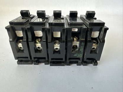 ITE / SIEMENS BQ1B020 CIRCUIT BREAKER 20AMP 1POLE 120/240VAC TYPE BQ (LOT OF 5)