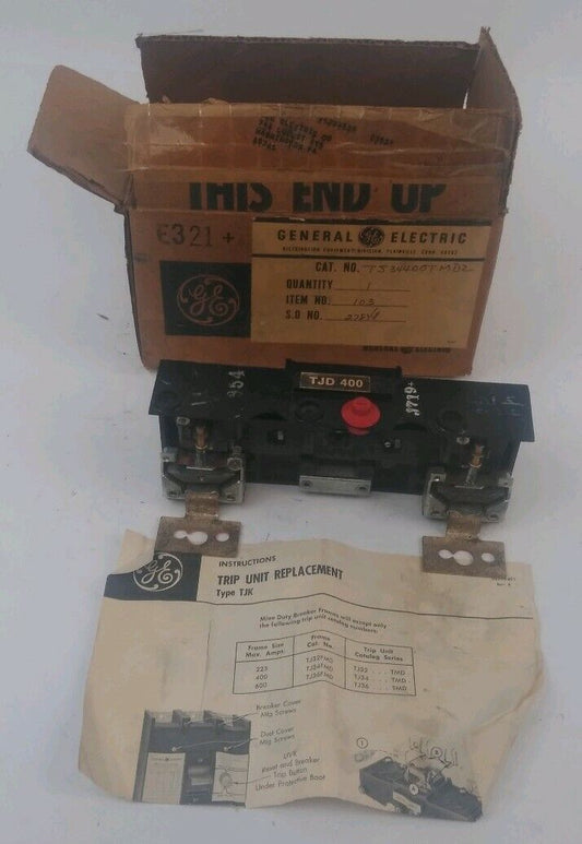 GENERAL ELECTRIC GE TJ34400TMDZ BREAKER TRIP UNIT 400A 3P  TJD400 W/INSTRUCTIONS