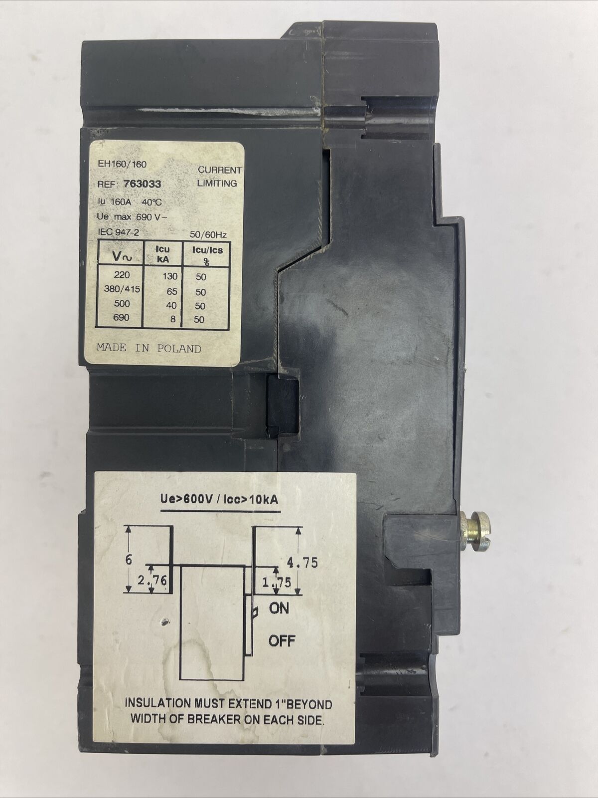 GE EH160/160 CIRCUIT BREAKER 600VAV 160A 3POLE E3A160 TRIP PLUG