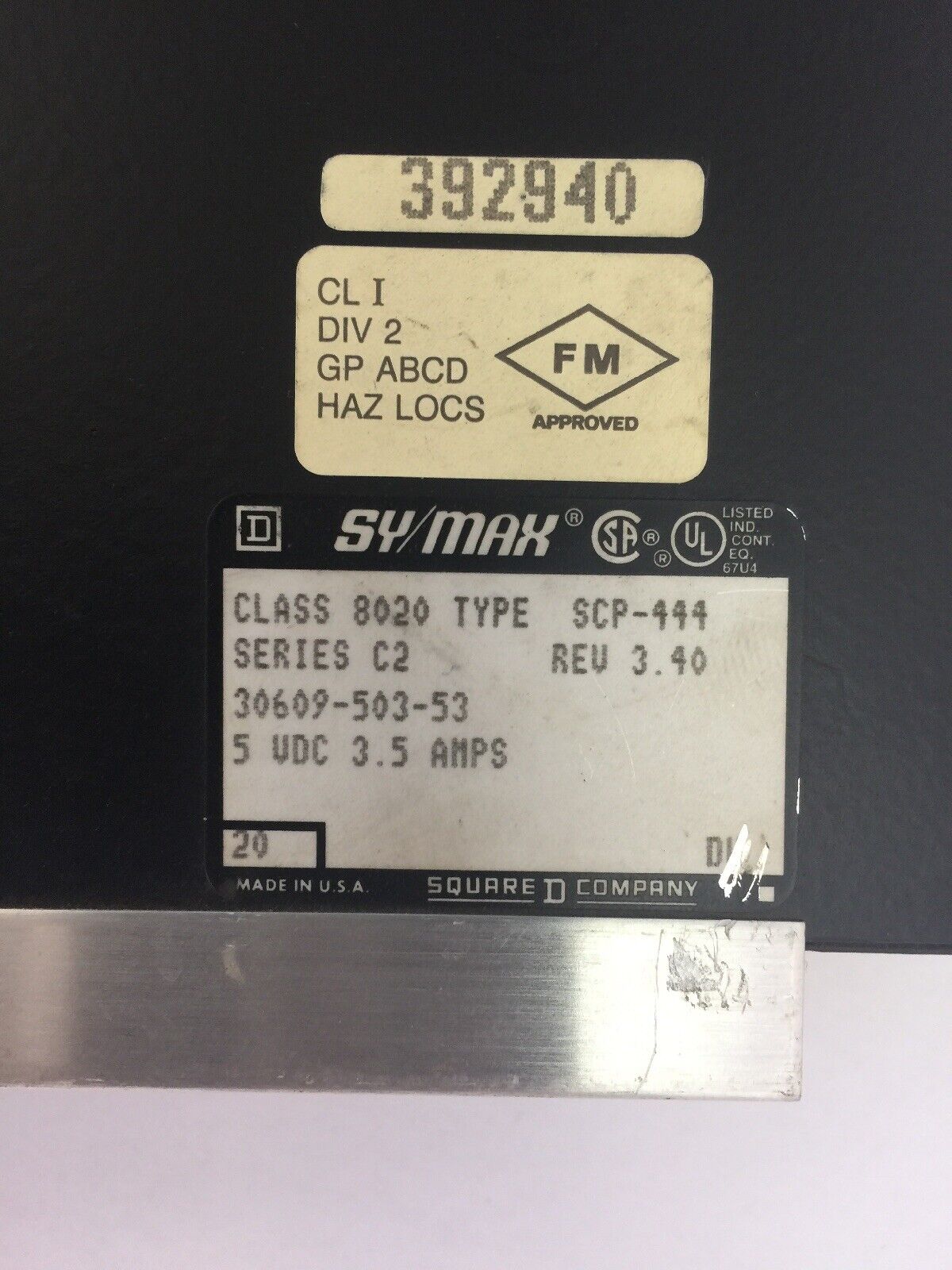 SQUARE D SY/MAX 8020 SCP-444 PROCESSOR MODULE 5 DVC 3.5 AMP SERIES C2 REV 3.4