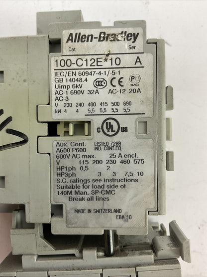 ALLEN BRADLEY STARTER (100-C12E*10 COIL 24VDC + 193-EA1EB 1.6-5.0A)