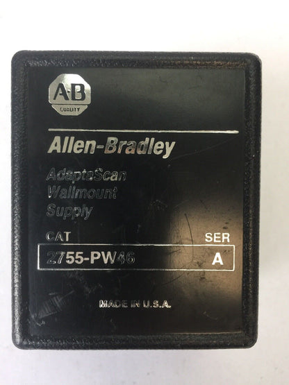 ALLEN BRADLEY 2755-PW46 ADAPTSCAN WALLMOUNT SUPPLY 120VAC 29W 18VDC 1.2A CLASS 2