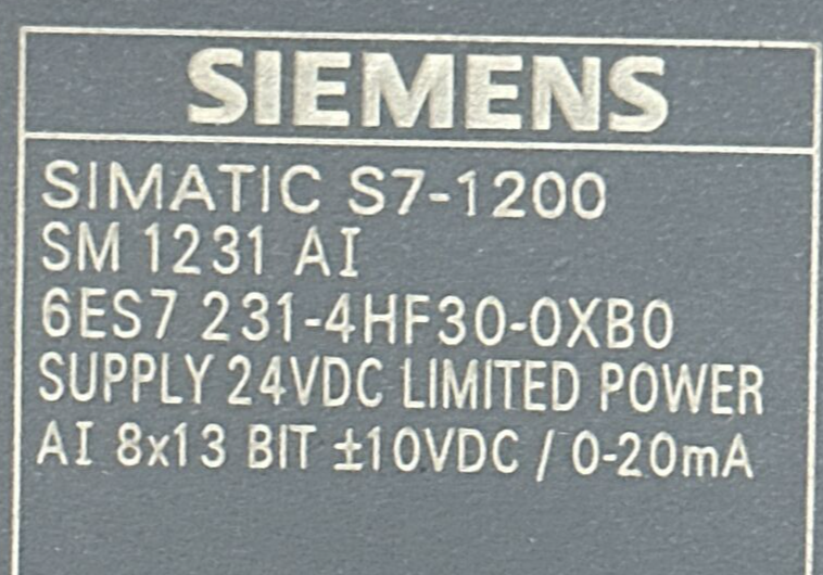 SIEMENS 6ES7 231-4HF30-0XB0 SIMATIC S7-1200 ANALOG INPUT MODULE SUPPLY 24VDC