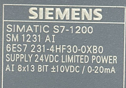 SIEMENS 6ES7 231-4HF30-0XB0 SIMATIC S7-1200 ANALOG INPUT MODULE SUPPLY 24VDC