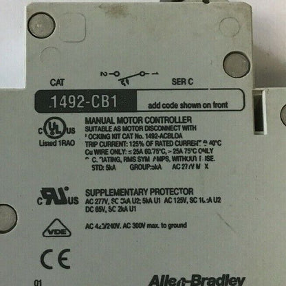 ALLEN BRADLEY 1492-CB1 G200 SER.C  CIRCUIT BREAKER, 20 A, 1 POLE (LOTOF7)