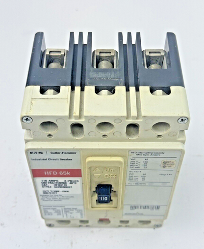 EATON - CUTLER-HAMMER - HFD3110 - CIRCUIT BREAKER - 3POLE/110A/600 VAC/HFD65K