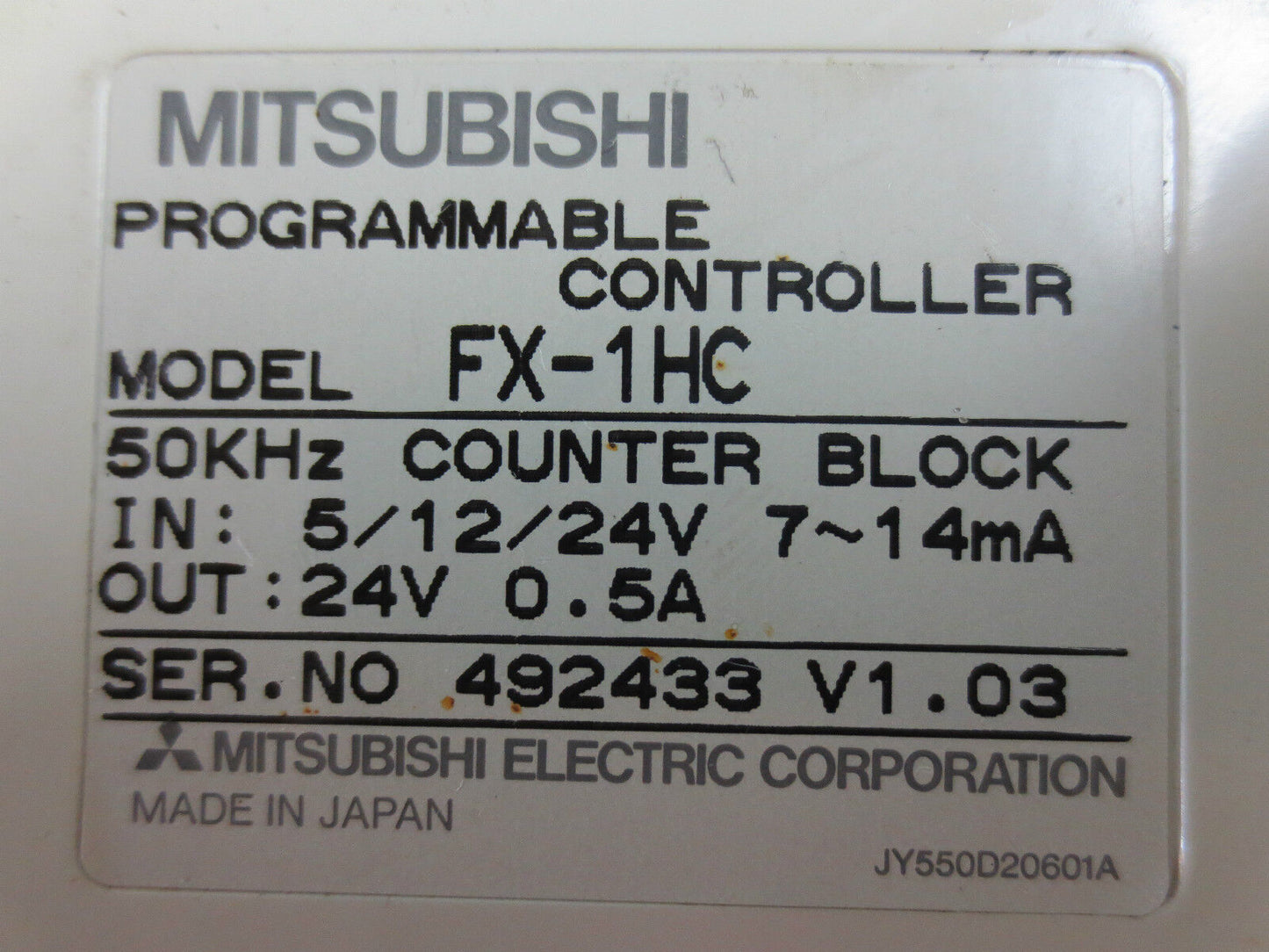 MITSUBISHI FX-1HC PROGRAMMABLE CONTROLLER / COUNTER BLOCK