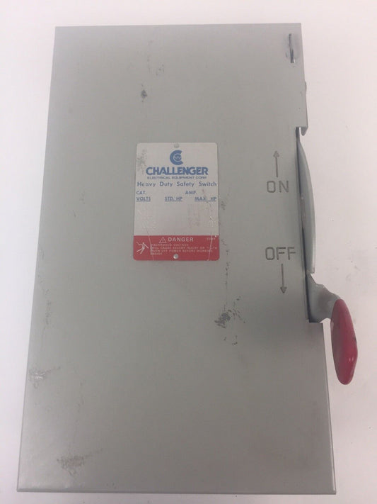 CHALLENGER HD361NFC HD SAFETY SWITCH 600V 30AMP 20HP 3 POLE NON FUSIBLE TYPE 1