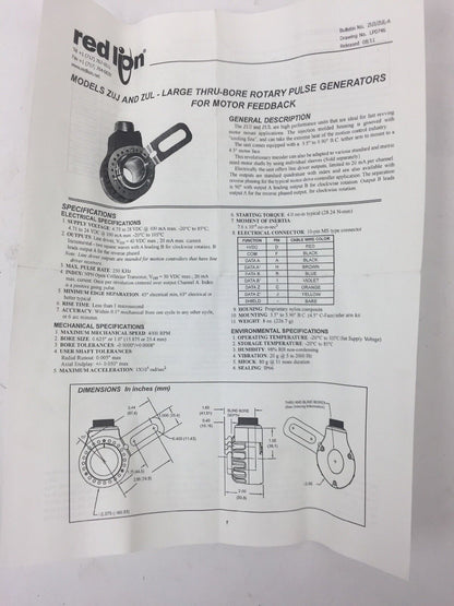 RED LION ZUJ0500Z LARGE THRU-BORE ROTARY PULSE GENERATOR