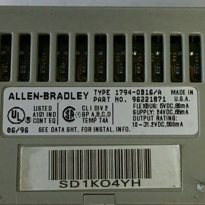 ALLEN BRADLEY 1794-0B16/A SOURCE OUTPUT 24VDC