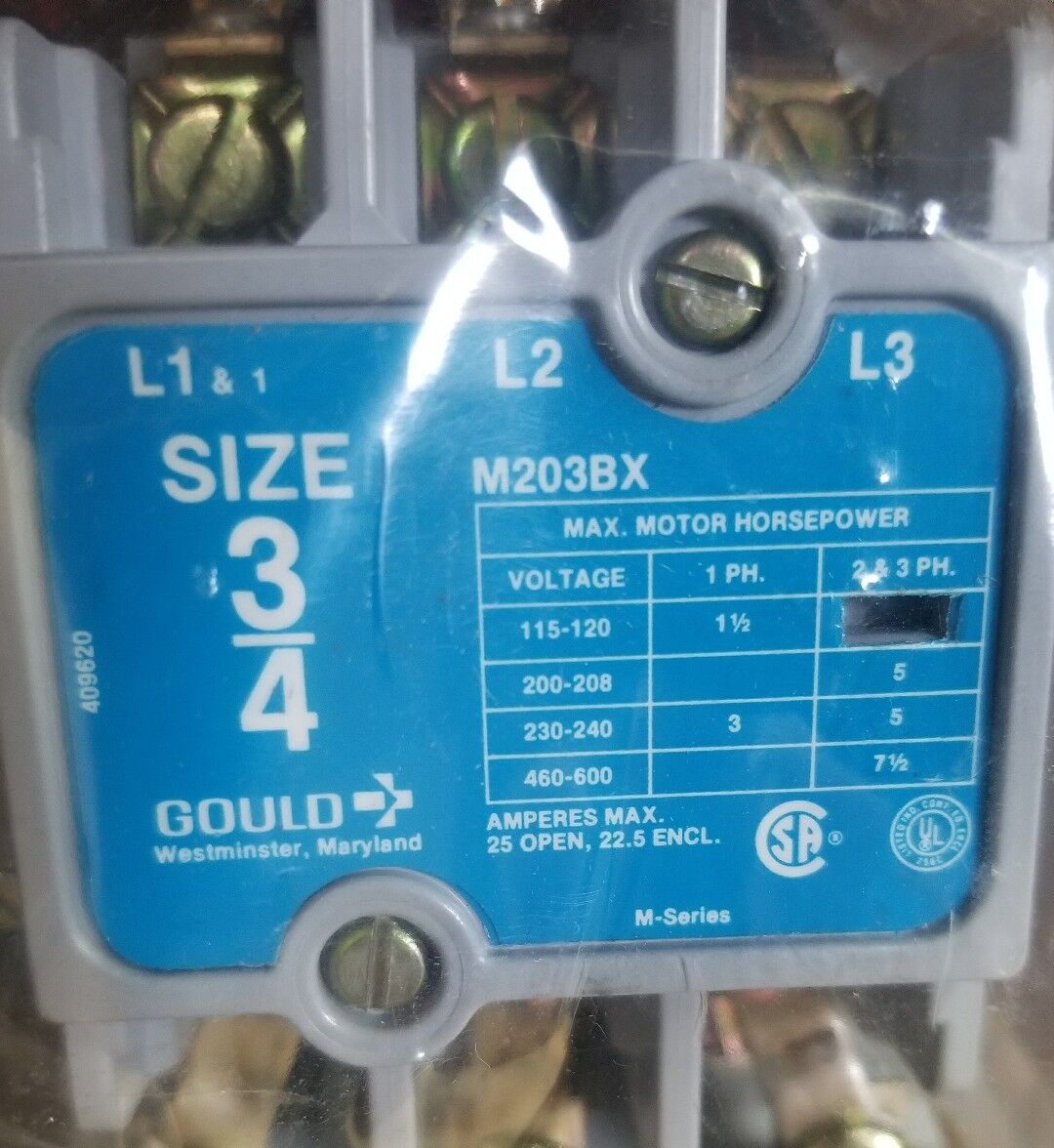 Telemechanique Gould 3/4 Magnetic Starter M203BX92L