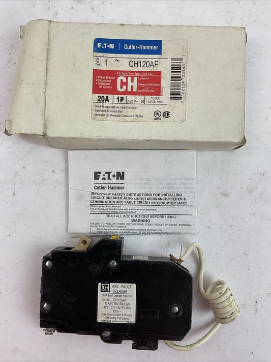 CUTLER HAMMER CH120AF 1POLE 20AMP 120VAC ARC FAULT CIRCUIT BREAKER