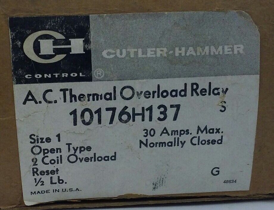 Eaton Cutler Hammer 10176H137 AC Thermal Overload Relay - 30 Amp, 600 VAC (NEW)
