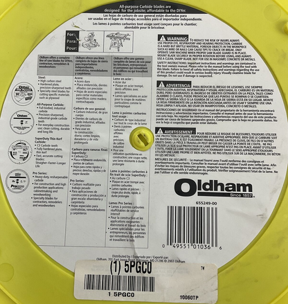 OLDHAM 10060TP CIRCULAR SAW BLADE 10" 7000RPM