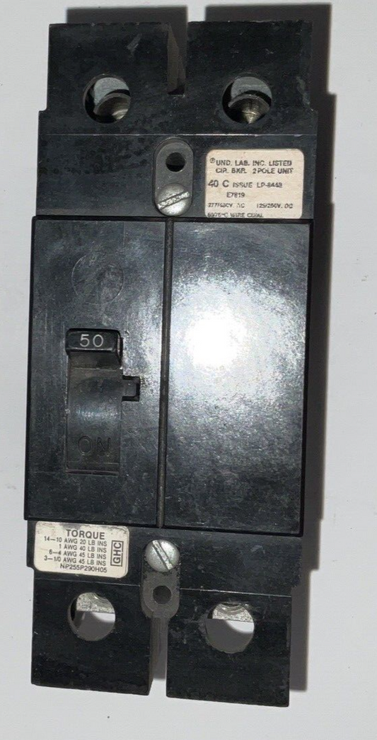 WESTINGHOUSE GHC2050 CIRCUIT BREAKER 480VAC 125/250VDC 50A 2POLE