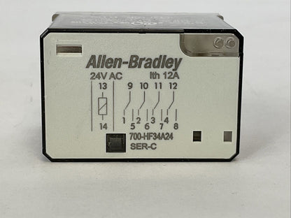 ALLEN BRADLEY 700-HF34A24 SER C RELAY 12A 4 C/O (4PDT) 24VDC 50/60HZ
