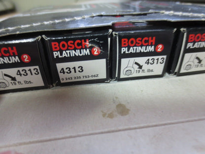 BOSCH 4313 / 0 242 235 753 PLATINUM 2 SPARK PLUGS - NEW SURPLUS, PACK of 4