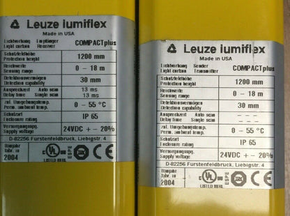 LEUZE LUMIFLEX LIGHT CURTAIN SET CPT30-1200/T3 TRANSMITTER CPR30-1200-b/T3 RECEI