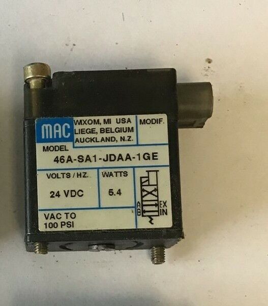 MAC 46A-SA1-JDAA-1GE SOLENOID VALVE 24VDC 5.4WATT 100PSI  ***LOTOF4***