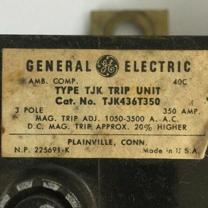 GE TJK436T350 TRIP UNIT 350 AMP 3 POLE MAG TRIP ADJ 1050-3500A