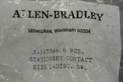 BAG of 6 / ALLEN-BRADLEY X-193566 / STATIONARY CONTACT / SIZE 1 / NEW SURPLUS