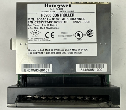 HONEYWELL 900A01-0102 ANALOG INPUT 8 CHANNEL MODULE 40mA @ 5VDC 25mA @ 24VDC