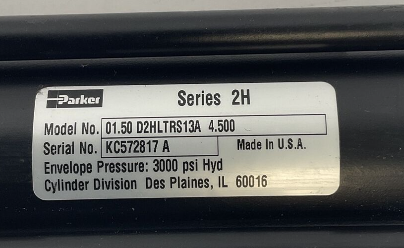 PARKER 01.50 D2HLTRS13A CYLINDER 4.500 SERIES. 2H 3000PSI