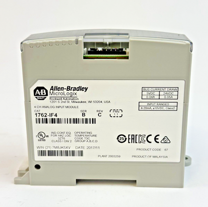 ALLEN-BRADLEY - 1762-IF4 SER. B REV. FRN. 1.1 - MICROLOGIX 4 CH ANALOG INPUT MOD