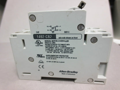 ALLEN-BRADLEY 1492-CB2 Ser. C - 2-POLE CIRCUIT BREAKER, 10A, 3HP