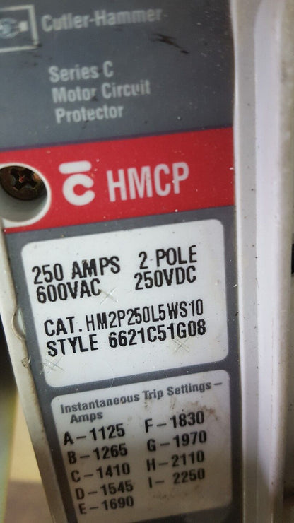 Cutler Hammer 250 Amp Circuit Breaker HM2P250L5WS10 2 POLE