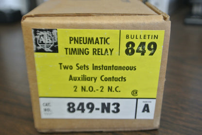 ALLEN-BRADLEY 849-N3 INSTANTANEOUS AUXILIARY CONTACTS TIMING RELAY / NEW SURPLUS